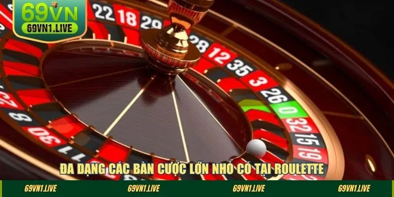 Đa dạng các bàn cược lớn nhỏ có tại roulette