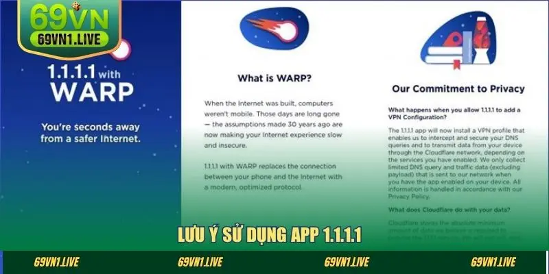 Lưu ý sử dụng app 1.1.1.1